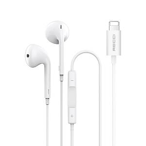 Recci Rep-l28 Earbuds Handsfree Headphones with Connector Lightning White