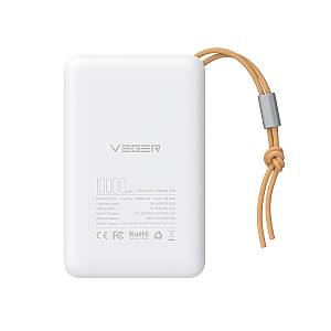 Veger W1151 MagOn Magnetic Wireless MagSafe Power Bank 10000mAh 15W με Θύρα USB-A και Θύρα USB-C Power Delivery / Quick Charge 3.0 Λευκό