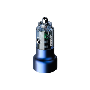 RECCI RCC-N20 50W PD3.0+QC3.0 Transparent Car Charger With Dig. Display - Blue