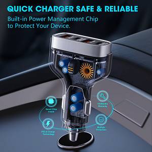 Veger CC53 66W Φορτιστής Αυτοκινήτου Μαύρος Γρήγορης Φόρτισης με Θύρες: 2xUSB 2xType-C - BLACK