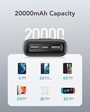 Veger L20S Power Bank 20000mAh 20W με 2 Θύρες USB-A Λευκό