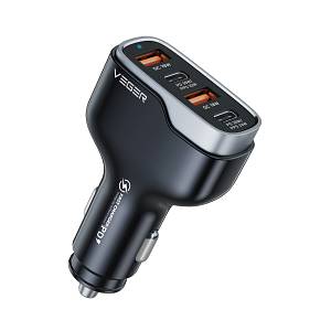 Veger CC53 66W Φορτιστής Αυτοκινήτου Μαύρος Γρήγορης Φόρτισης με Θύρες: 2xUSB 2xType-C - BLACK