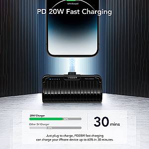 Veger W0558P Power Bank 5000mAh 20W με Θύρα USB-Lightning Fast Charging Μαύρο