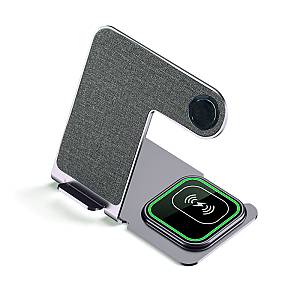 Veger Y9 3 in 1 Wireless Charging Station - Βάση Ασύρματης Φόρτισης Qi για Smartphone / Airpods / Apple Watch - Tarnish Grey