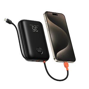 Veger K3 - 30,000mAh 35W PD Digital Display Powerbank With Built In Non-MFI Lightning & USB-C Cable - Black