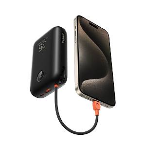 Veger K3 - 30,000mAh 35W PD Digital Display Powerbank With Built In Non-MFI Lightning & USB-C Cable - Black