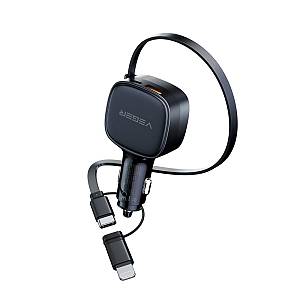 Veger CC89 Φορτιστής Αυτοκινήτου 84W Γρήγορης Φόρτισης με μία Θύρα: 1xType-C μαζί με Καλώδιο Lightning / Type-C Μαύρο Χρώμα