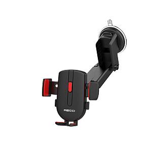 Recci RZ02 Automatic Mechanism Extendable Telescopic Suction Cup Design Car Phone Holder Black