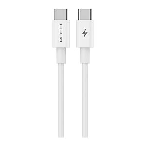 Recci RC108E Gan PD45W  Fast Charger With Type-C To Type-C Cable - White