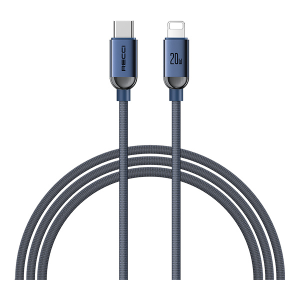 Recci RS09CL - PD30W Crystal Type-C σε Lightning Fast Charging Data Cable 1.2M Blue