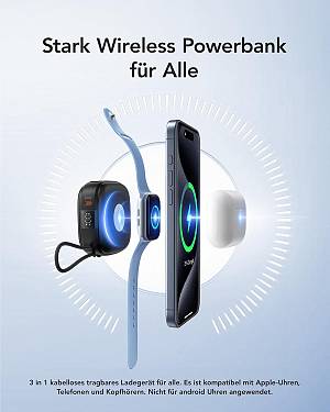 Charmast W1205 PD20W MagCore 3-in-1 Magnetic Wireless Fast Charging Power Bank - Black