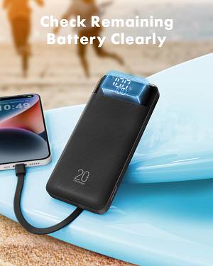Charmast W2065 Power Bank 20000mAh PD20W with built-in cables Micro USB / Type C / Lightning 5V3A  black