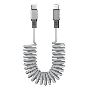Recci RS25CL PD 27w Stretch USB C to Lightning  180cm Cable Silver
