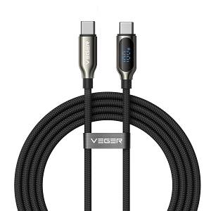 Veger CC1-XHJ 100W Digital Display USB-C to USB-C Fast Charging Cable 1.5m - Black