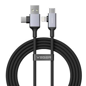 VEGER V313 4-in-1 Fast Charging Cable USB-A / Type-C to Type-C / Lightning PD Universal Cord (60W Max)