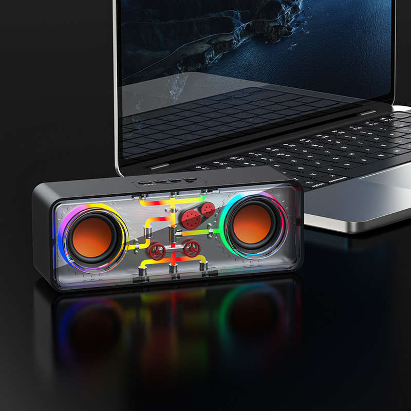 Recci RSK-W38 Space Station - Ασύρματο Φορητό Ηχείο Bluetooth με RGB Φωτισμό - Black