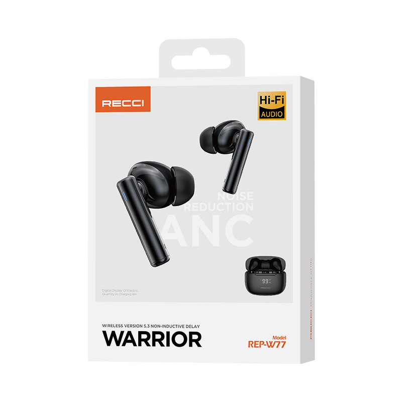 Recci REP-W77 Warrior TWS In-ear Bluetooth Handsfree Earphones with Charging Case Black