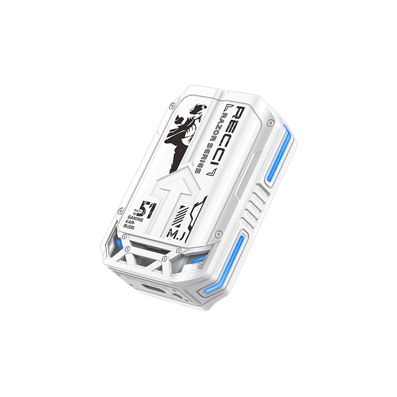 Recci REP-W51 Razor Earbud Bluetooth Handsfree Earphones with Charging Case White