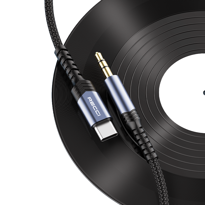 Recci RDS-A27 Aux Cable 3.5mm male Type-C 1m - Black