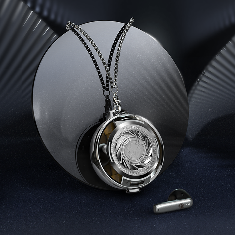 Recci REP-W56 Angle-Wing Necklace In-ear Bluetooth Handsfree Earphones with Charging Case Silver