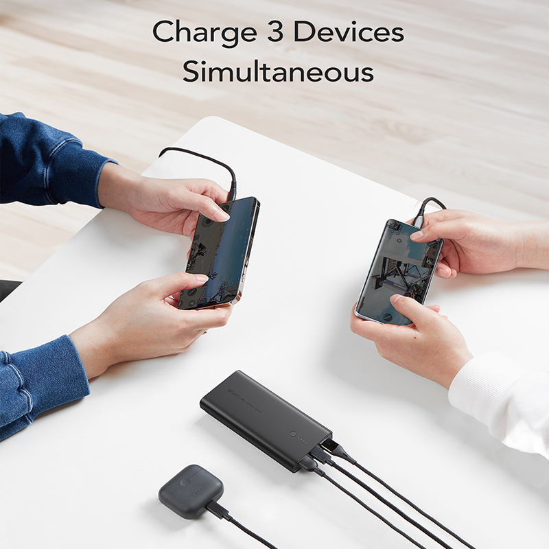 Vrurc W1146 Power Bank 10000mAh 20W με 2 Θύρες USB-A και Θύρα USB-C Power Delivery / Quick Charge 3.0 Μαύρο