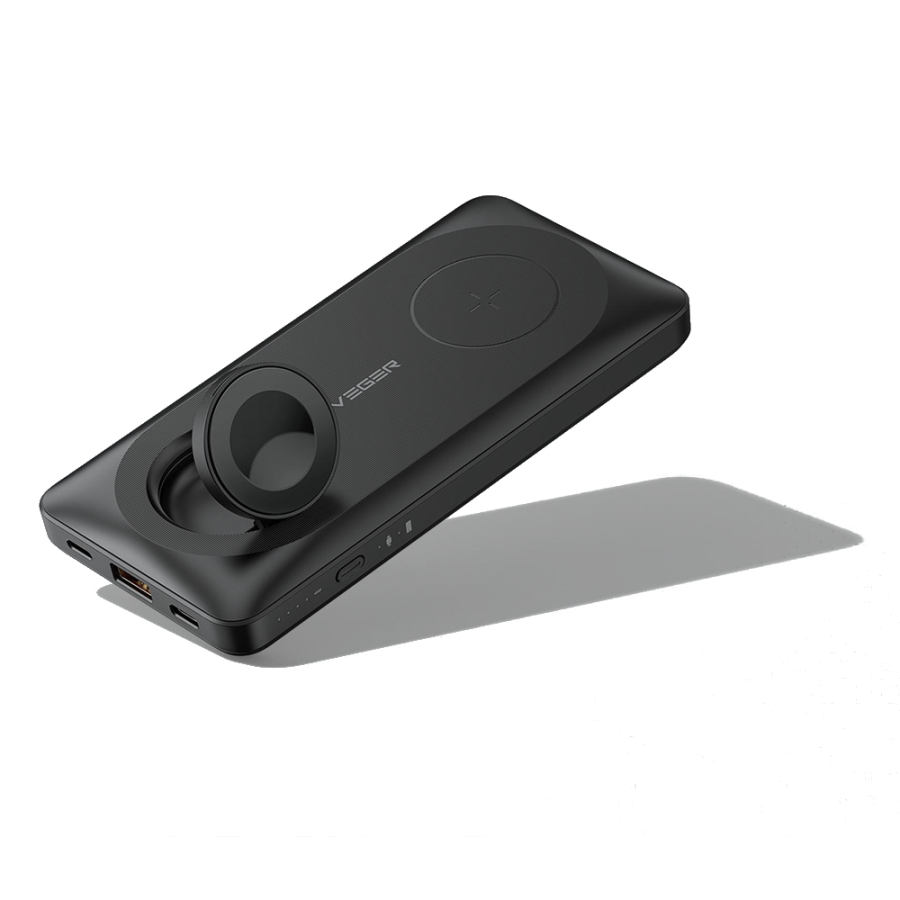 Veger W1156 MagMulti Wireless MagSafe Power Bank 10000mAh 15W with USB-A Port and USB-C Port Black