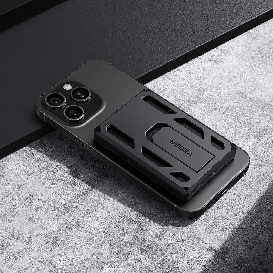 Veger X5 - 6-IN-1 | Wireless Powerbank | 5000mAh Fast Charging | Magnetic Wallet | Apple-certified Find My | 0-90° Adjustable Stand | Iconic Style