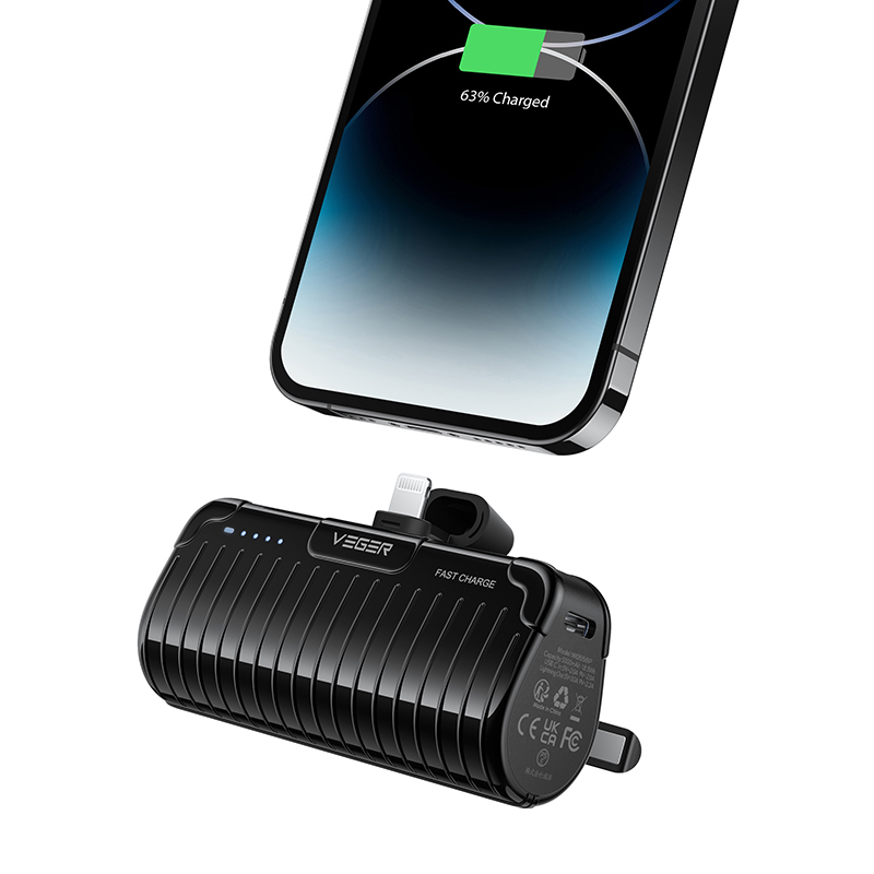 Veger W0558P Power Bank 5000mAh 20W με Θύρα USB-Lightning Fast Charging Μαύρο