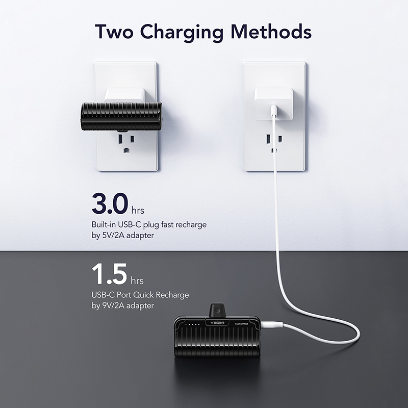 Veger W0558 Power Bank 5000mAh 20W με Θύρα USB-Type C Fast Charging Μαύρο