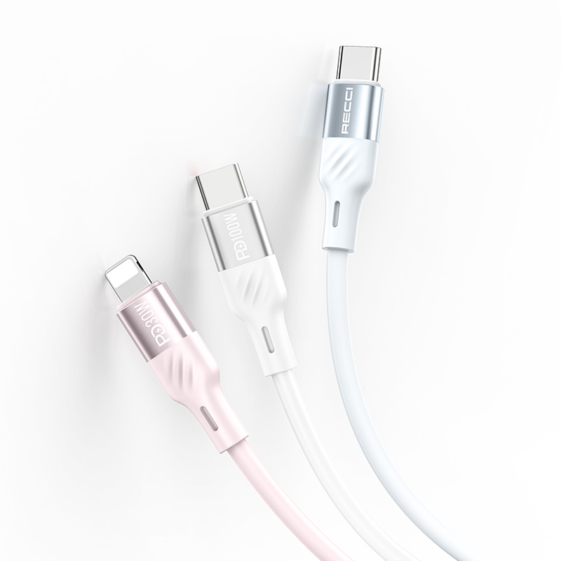 RECCI RS22CL - PD30W Fast Charging Excellence Silicone C To Lightning  Data Cable 1.5M - White