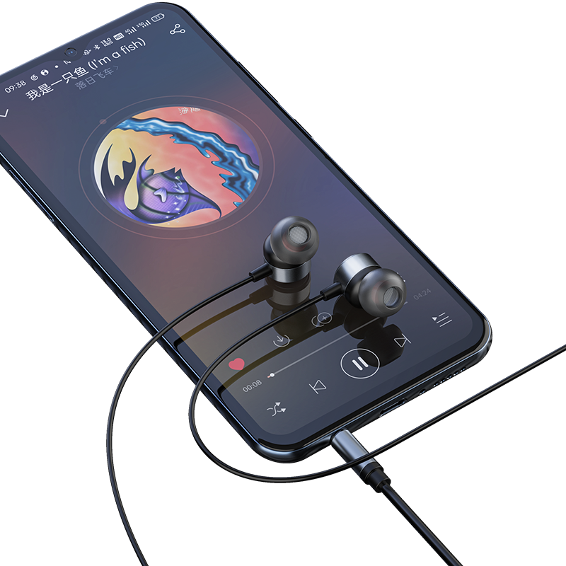 RECCI REP-L38 - Metal Wired Earphone In-ear Design - Silver Gray