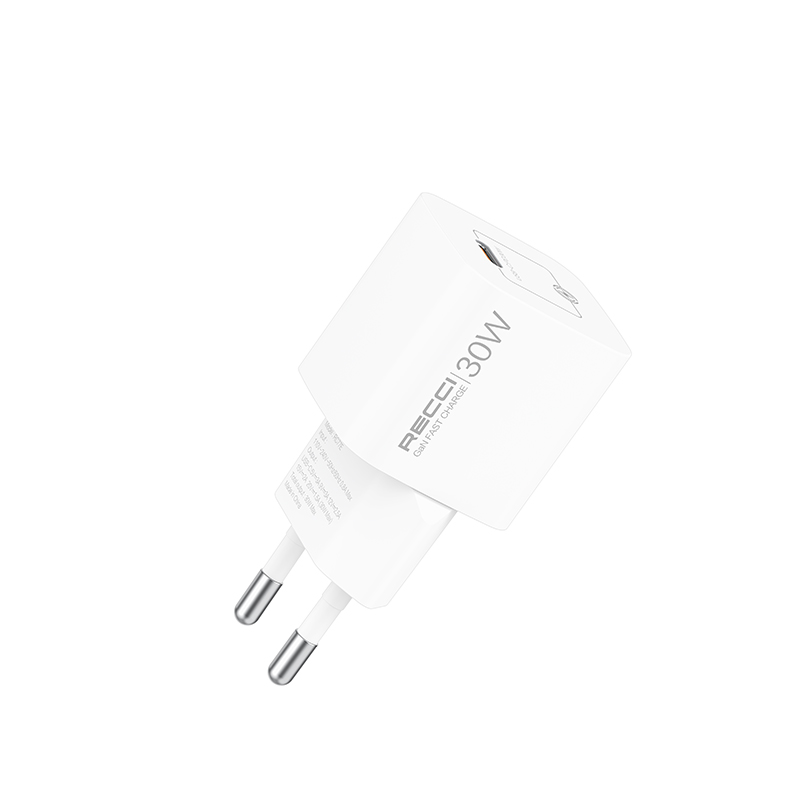 RECCI RC77ECC - 30WGaN Fast Charging USB-C Output Port + C TO C CABLE 100CM |QC3.0 - White