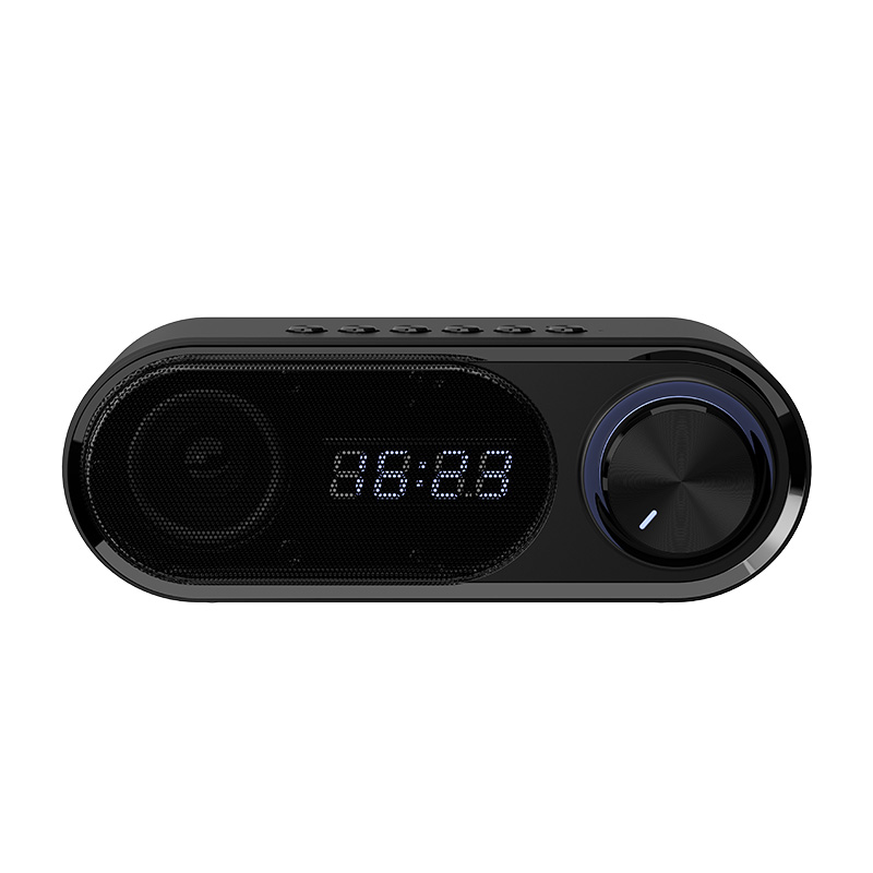 RECCI RSK-W41 -  Clock Wireless Speaker Double Alarm  Clock Function  Rotating Luminous Light - BLACK