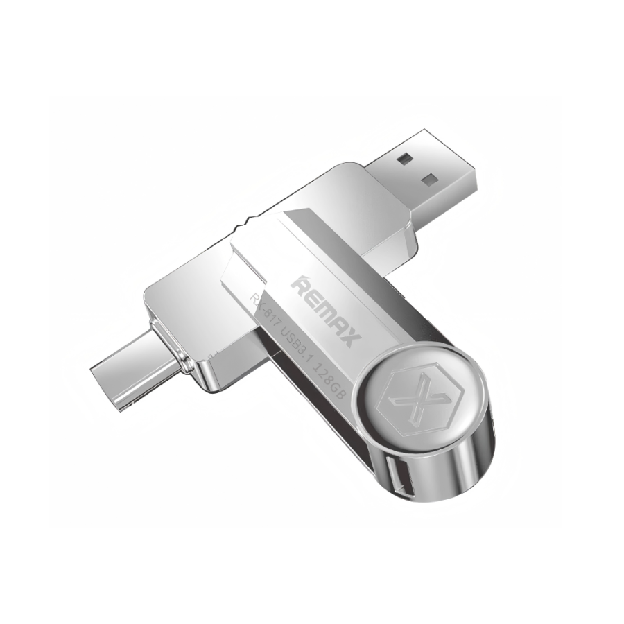 Remax RX-817 U Disk 128GB USB 3.1 Stick με σύνδεση USB-A & USB-C Ασημί