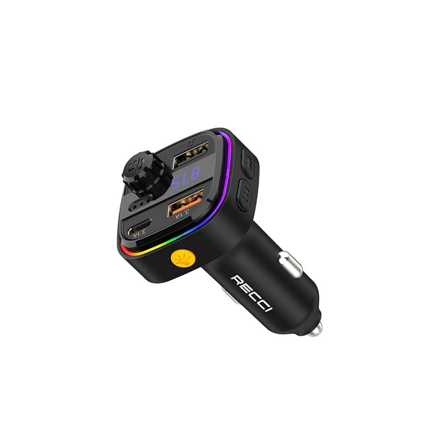 RECCI RQ08 15W+15W MULTI-FUNCTIONAL WITH FM CAR CHARGER – BLACK