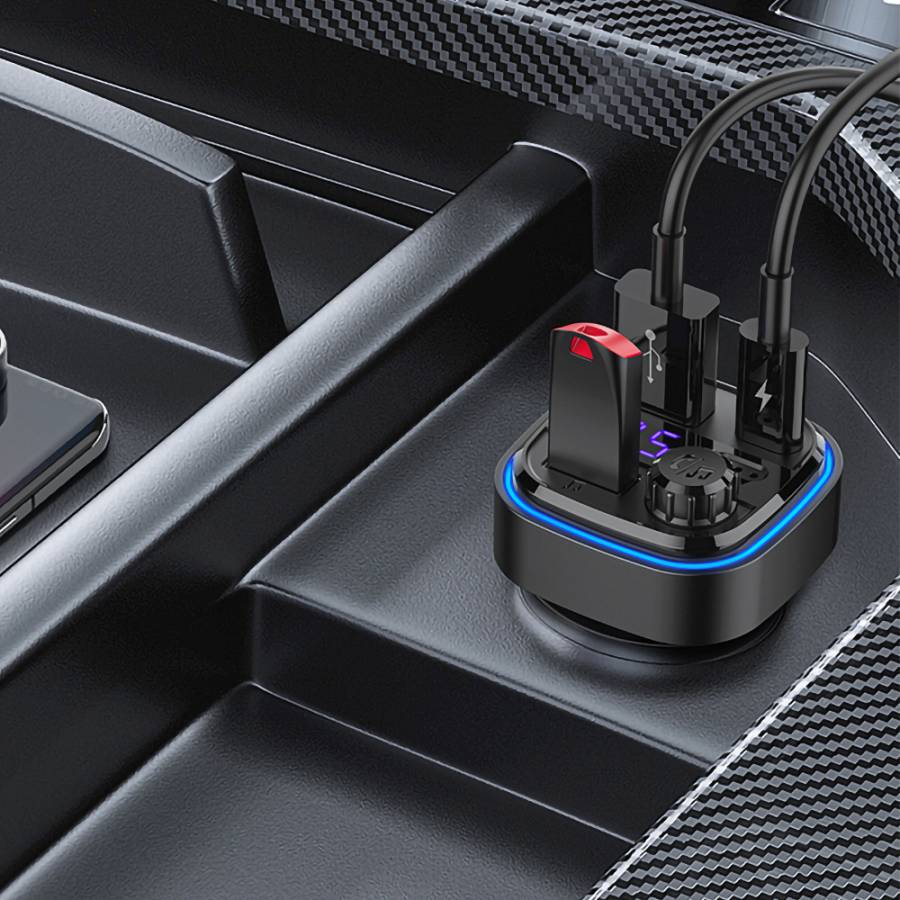 RECCI RQ08 15W+15W MULTI-FUNCTIONAL WITH FM CAR CHARGER – BLACK