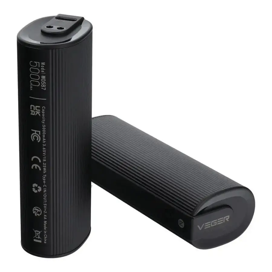 Veger W0587 2-in-1 Magnetic Power Bank & Hand Warmer 2x 5000 mAh 10,000 mAh - Black
