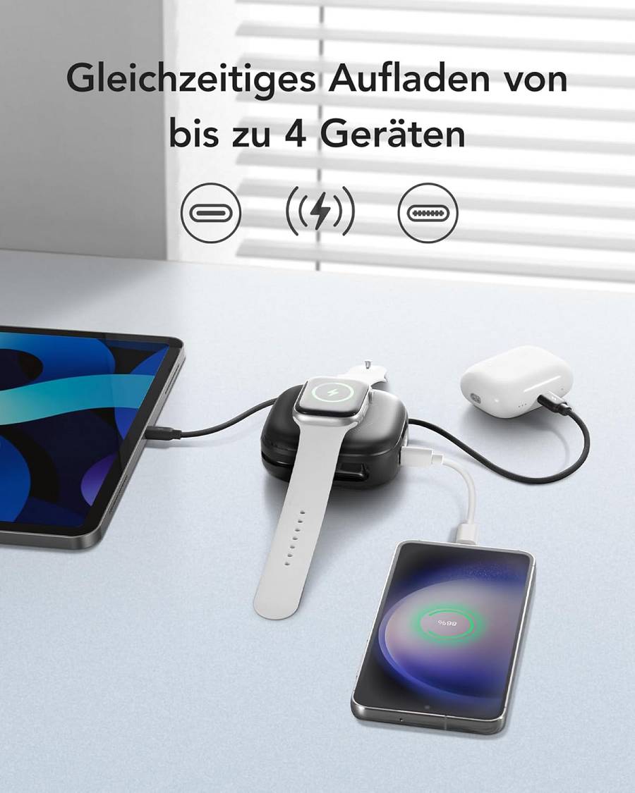 Charmast W1205 PD20W MagCore 3-in-1 Magnetic Wireless Fast Charging Power Bank - Black