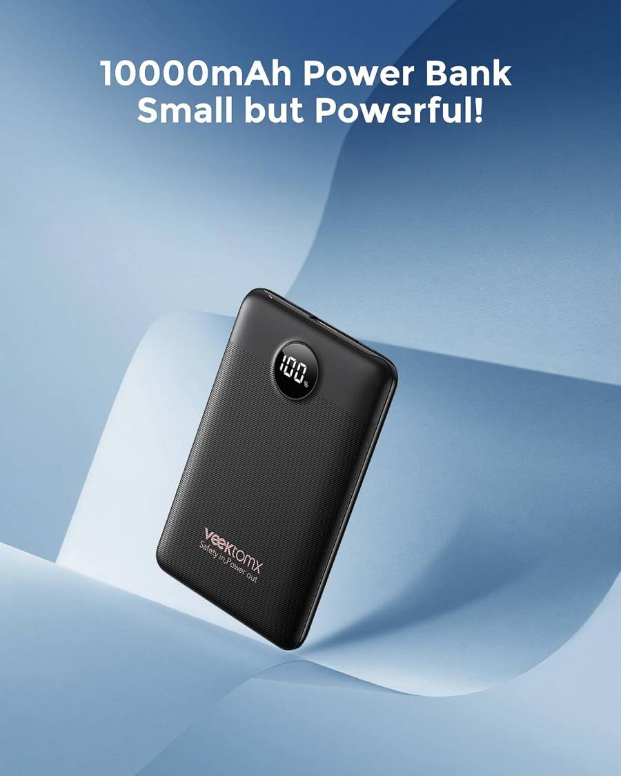 Veektomx VT103 - Power Bank 22.5W  10000mAh 38.5Wh USB C Portable Charger with PD QC 3.0 Fast Charging - Black