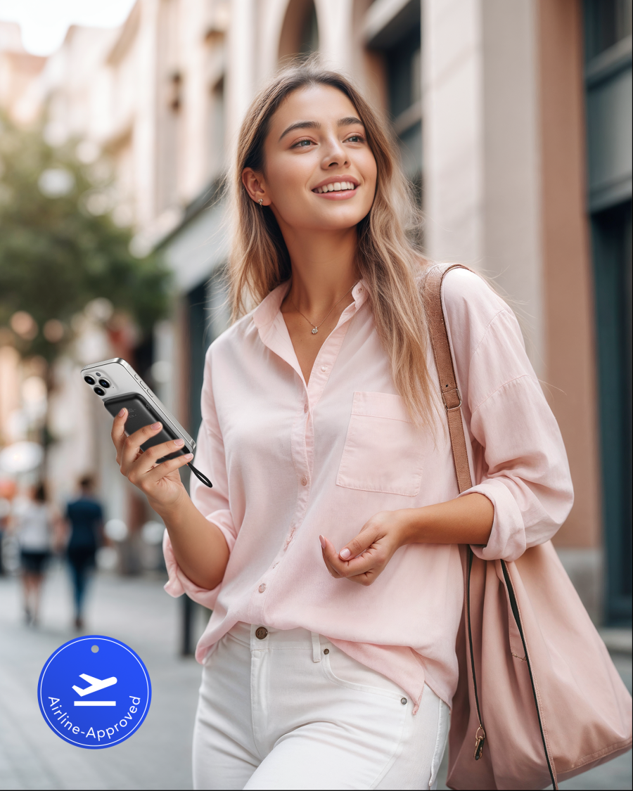 VEGER W1189-K1C 10,000mAh Ultra-Slim Power Bank with Integrated USB-C Cable, 22.5W Power Delivery Pocket-Sized External Battery Pack for iPhone 15/16, Samsung & Xiaomi