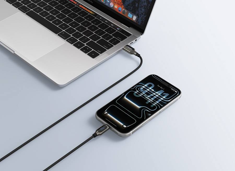 VEGER AC1-XHJ - 66W USB-A to USB-C Cable with Digital Power Display, 1.2m Premium Nylon Braided Super Fast Charging Cord for Huawei SuperCharge, Oppo SuperVOOC, QC4.0