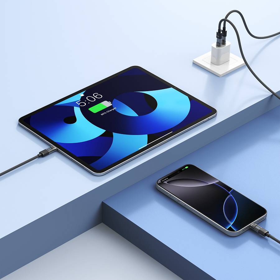 VEGER CC16 - 100W USB-C to USB-C Premium Fast Charging Cable (1.5m/5ft) with Smart LED Logo, PD 3.0 & QC 4.0+ High-Density Braided Power Cord