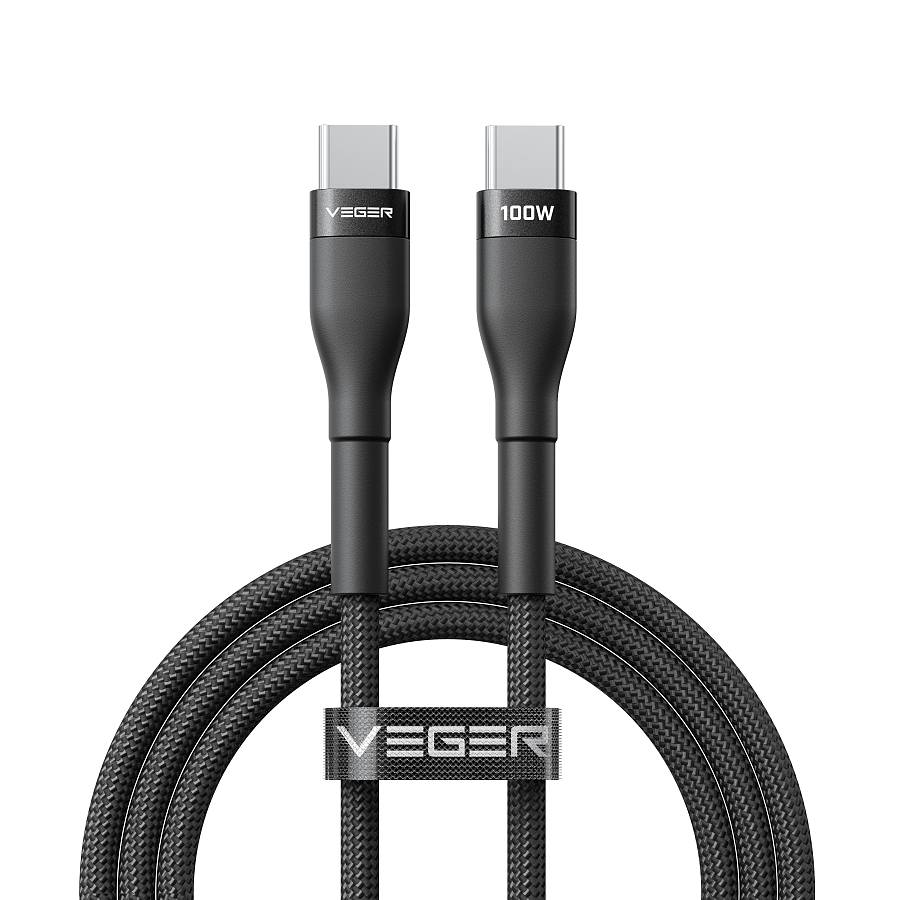 VEGER CC05 - 100W USB-C to USB-C Cable, 1.5m Premium Braided Fast Charging Cord, PD 3.0 & PPS 20V/5A Power Delivery Charging & Sync Cable for MacBook Pro, iPad Pro, iPhone 16/15, Samsung Galaxy, Laptops