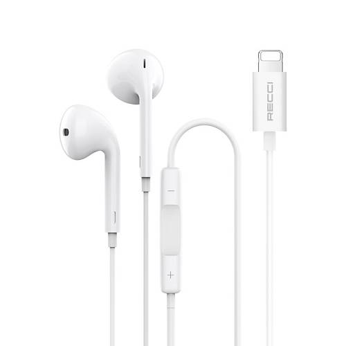 Recci Rep-l28 Earbuds Handsfree Headphones with Connector Lightning White