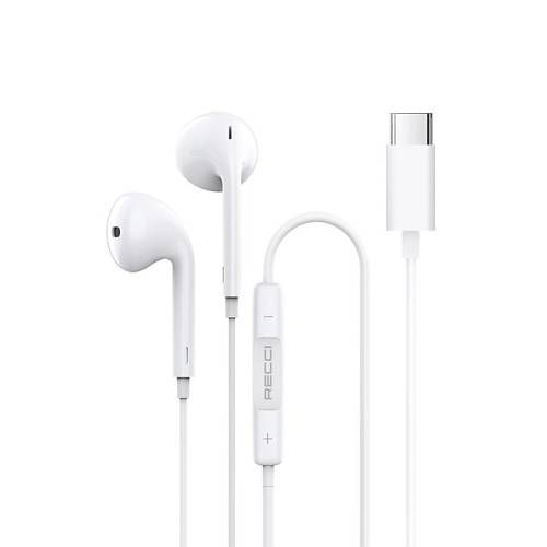 Recci REP-L27 In-ear Handsfree Headphones with Connector USB-C - White
