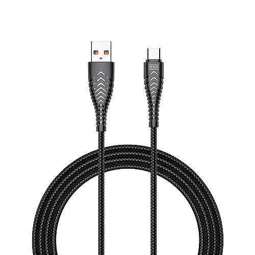 Veger V104 Braided USB 2.0 Cable USB-C male - USB-A male Μαύρο 1.2m