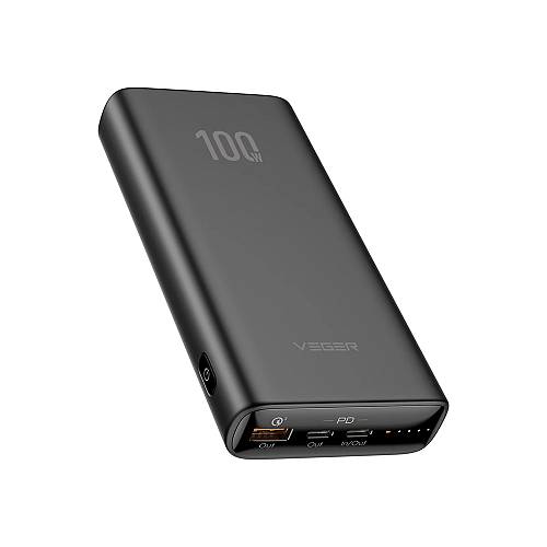 Veger T100 Power Bank 20000mAh 100W με Θύρα USB-A και 2 Θύρες USB-C Power Delivery Μαύρο