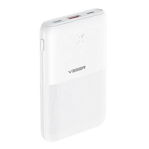Veger S12 Power Bank 10000mAh 20W με Θύρα USB-A και Θύρα USB-C Power Delivery / Quick Charge 3.0 Λευκό