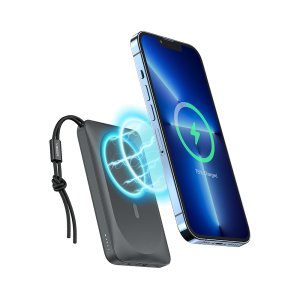 Veger W1151 MagOn Magnetic Wireless MagSafe Power Bank 10000mAh 15W με Θύρα USB-A και Θύρα USB-C Power Delivery / Quick Charge 3.0 Γκρι