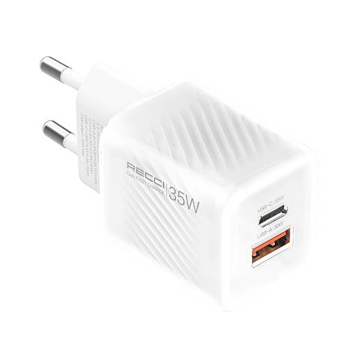 RECCI RC83E - 35WGaN Fast Charging USB-C + USB-A |QC3.0 - White